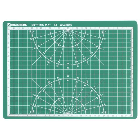 Мат для резки BRAUBERG, А4, 300×220 мм, двусторонний, 3-слойный, толщина 3 мм, сантиметровая шкала