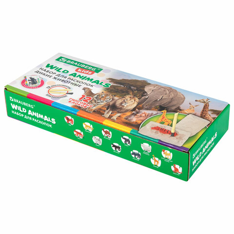 Набор для раскопок «Дикие животные»12 видовкарточкиинструментыBRAUBERG KIDS665128