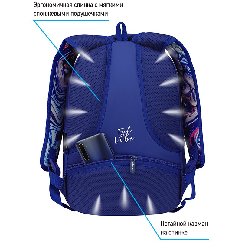 Рюкзак Berlingo inStyle «Liquid Wave» 41×27×20см, 3 отделения, 1 карман, эргономичная спинка