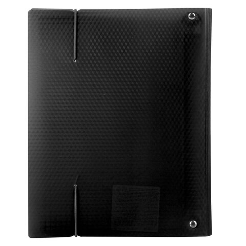 Тетрадь на кольцах А5 (175×220 мм), 120 л., пластиковая обложка, клетка, с фиксирующей резинкой, BRAUBERG, черная, 403568