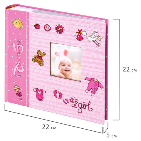 Фотоальбом BRAUBERG «It's a girl» на 200 фото 10×15 смтвердая обложкабумажные страницыбоксрозовый391145