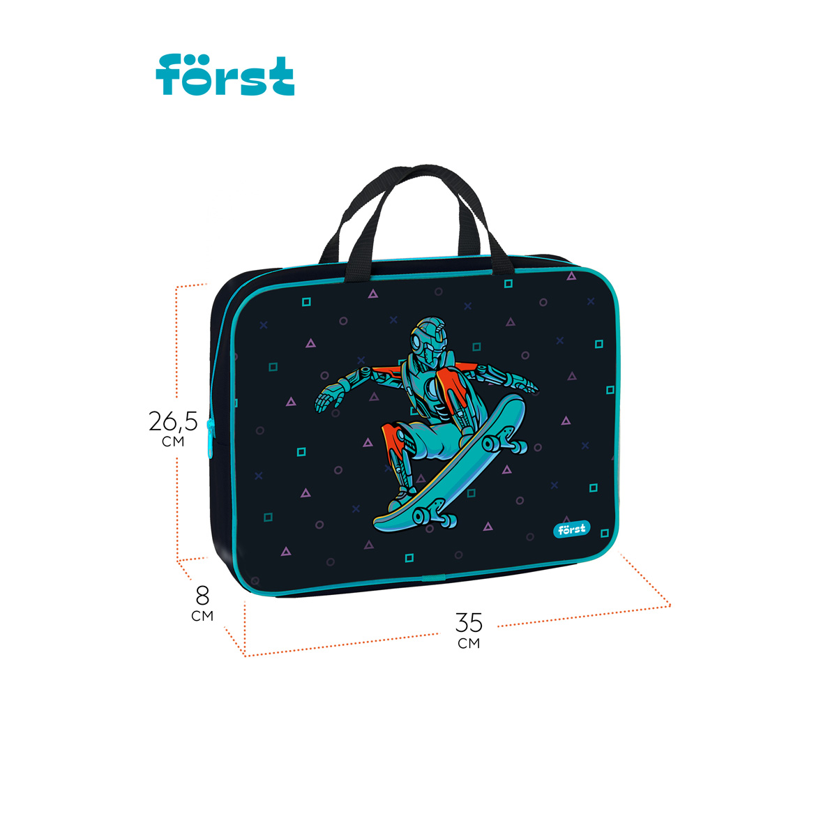 Папка текстильная с ручками 1 отделение, А4 Först «Neo skater», 350×265×80мм, текстиль, на молнии
