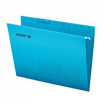 Подвесные папки А4 (350×240 мм), до 80 л., КОМПЛЕКТ 10 шт., синие, картон, STAFF