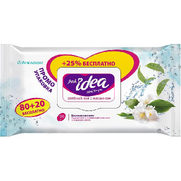 превью Влажные салфетки освежающие Fresh Idea 80+20 штук в упаковке