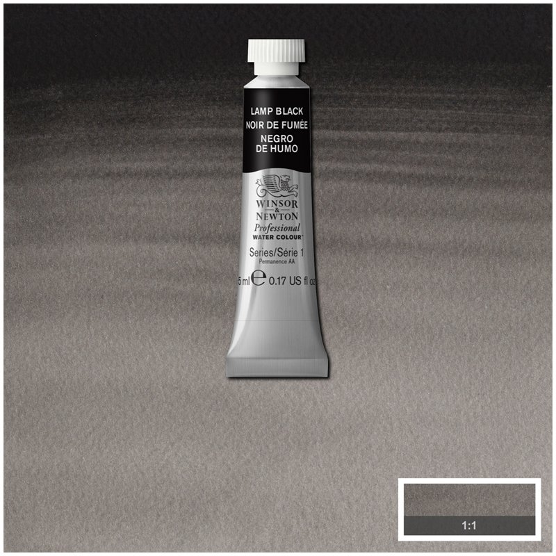 Акварель художественная Winsor&Newton «Professional», 5мл, туба, сажа газовая
