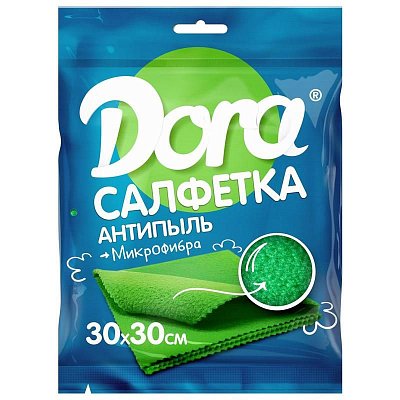 Салфетка хозяйственная Dora микрофибра 30×30 см зеленая