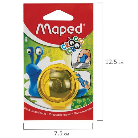Ластик-клячка художественный MAPED Croc Croc «Улитка» в футляре, 40×36x10 мм, мягкий, голубой, 014501
