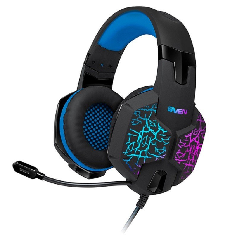 Наушники с микрофоном (гарнитура) SVEN AP-U980MV, проводные, 2.2 м, объемный звук 7.1, черно-синие