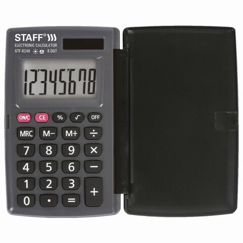 Калькулятор STAFF карманный STF-6248, 8 разрядов, двойное питание, 104х63мм