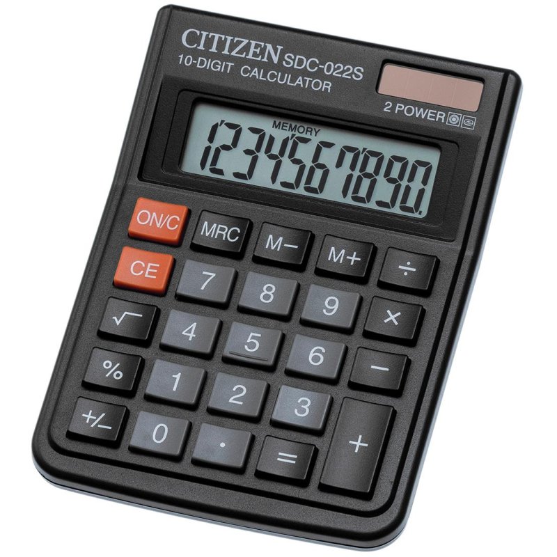 Калькулятор настольный Citizen SDC-022S 10-разрядный черный