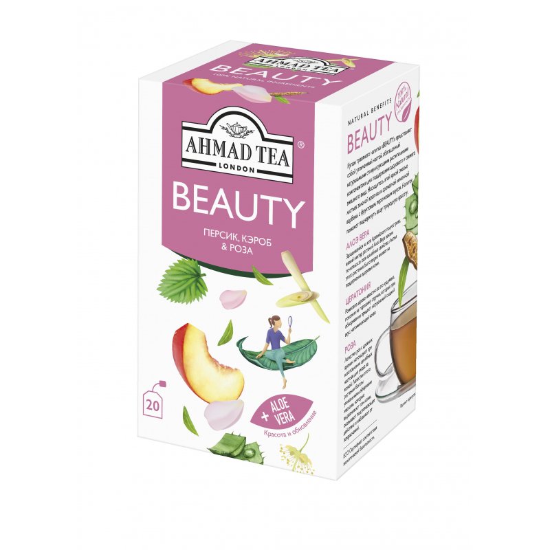 превью Чай Ahmad Tea Beauty травяной персик/кэроб/роза 20 пакетиков