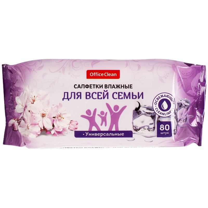 превью Салфетки влажные OfficeClean, 80шт., универсальные очищающие, для всей семьи