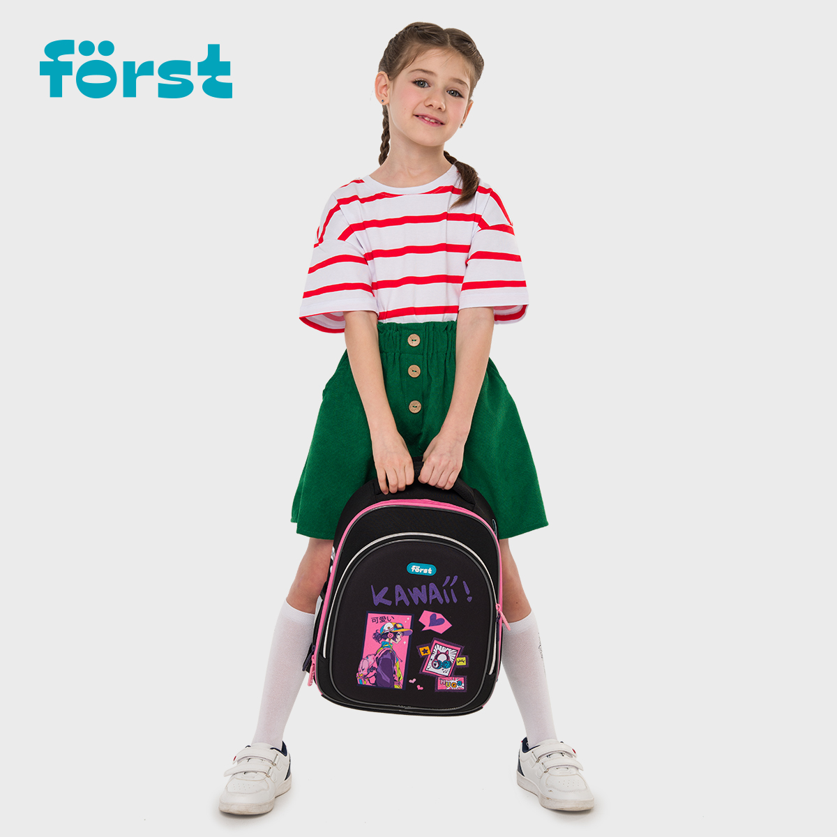 Ранец Först F-Light «Kawaii» 36×27×15см, 2 отделения, 2 кармана, анатомическая спинка
