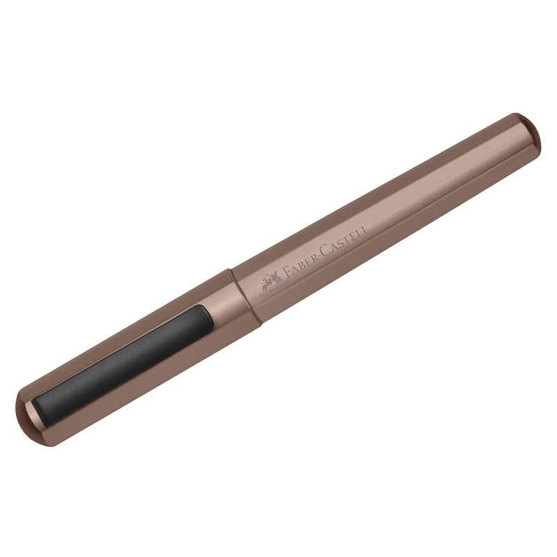 Ручка-роллер Faber-Castell «Hexo», черная, 0.7мм, шестигран., бронзовый корпус, инд. карт. упак. 