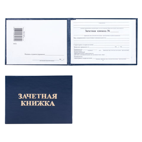 превью Бланк документа Зачетная книжка для ВУЗа, твердая обложка, 101×138 мм