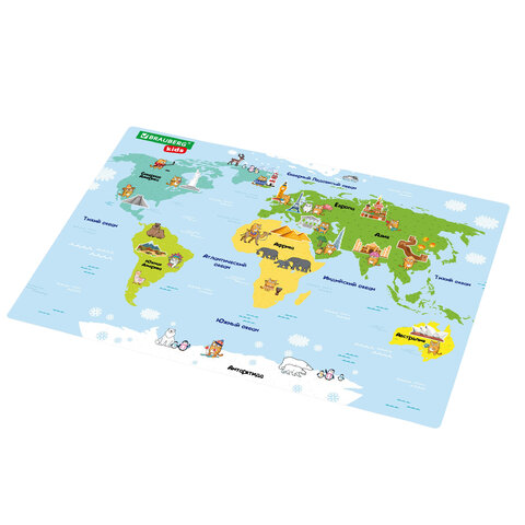 Настольное покрытие BRAUBERG KIDS, А3+, пластик, 46×33 см, «Кот-энтузиаст изучает Мир»
