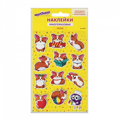 Наклейки зефирные «Корги», 10×15 см, ЮНЛАНДИЯ, 661791