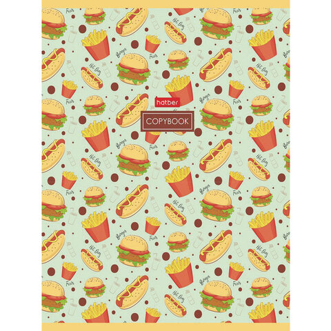Тетрадь А5, 96 л., HATBER, скоба, клетка, обложка картон, «Good food»
