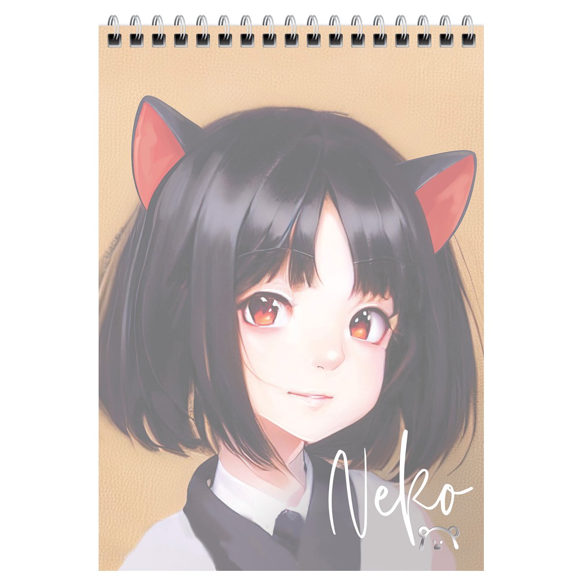 Блокнот А5 60л. на гребне MESHU «Neko», пластиковая обложка
