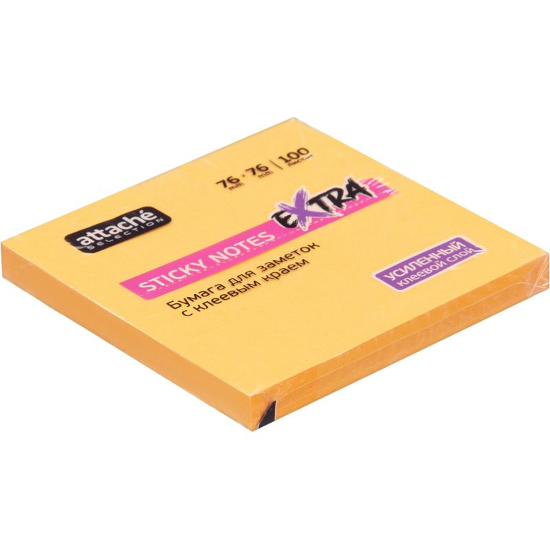превью Стикеры Attache Selection Extra с клеев. краем 76×76, неон, оранж. 100л