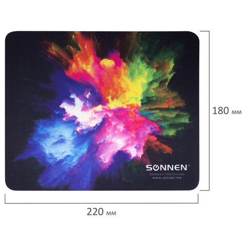 Коврик для мыши SONNEN «EXPLOSIVE», резина + ткань, 220×180х3 мм