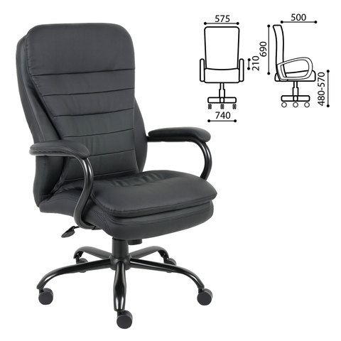 Кресло офисное BRABIX PREMIUM «Heavy Duty HD-001», усиленное, НАГРУЗКА до 200 кг, экокожа