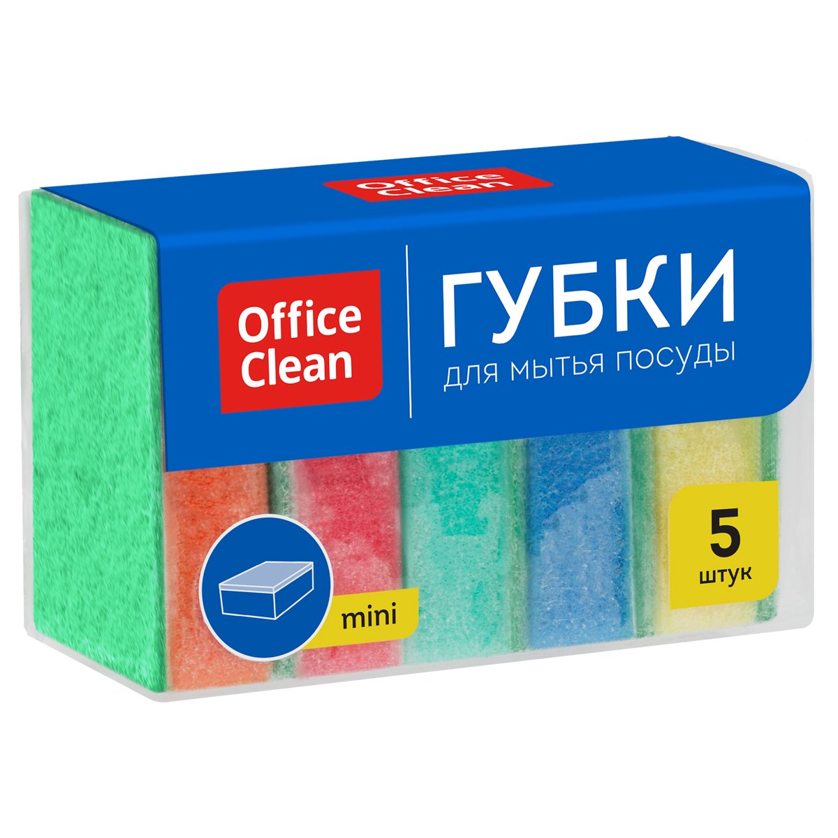 Губки для посуды OfficeClean, поролон с абразивным слоем, 80×53×26мм, 5шт. 