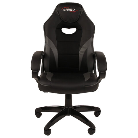Кресло компьютерное BRABIX «Accent GM-161», ткань TW/экокожа, черное/серое, 532576