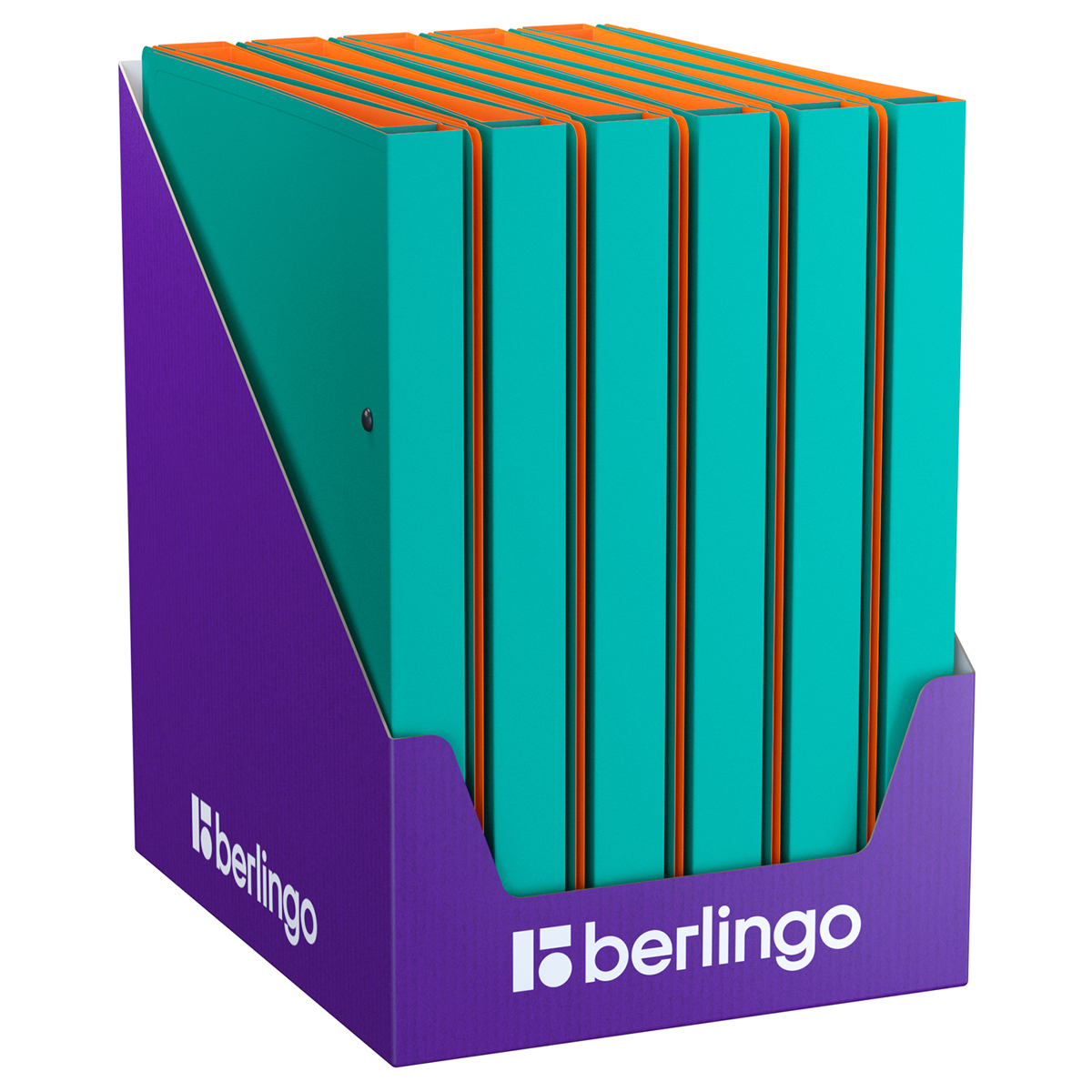 Папка на 2 кольцах Berlingo «Soft Touch Pro» A4, 24мм, 700мкм, D-кольца, с внутр. карманом, бирюзовая, внутр. оранжевая, софт-тач