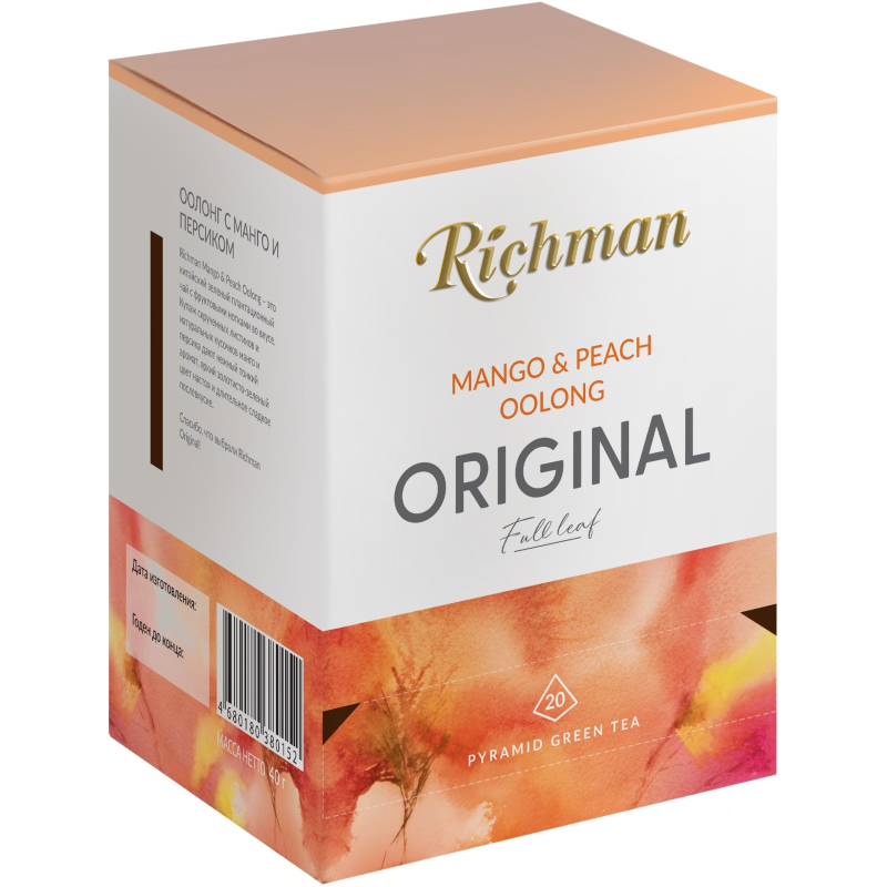 Чай Richman Mango  Peach Oolong зелён с ароматом манго и персика 20пирх2г