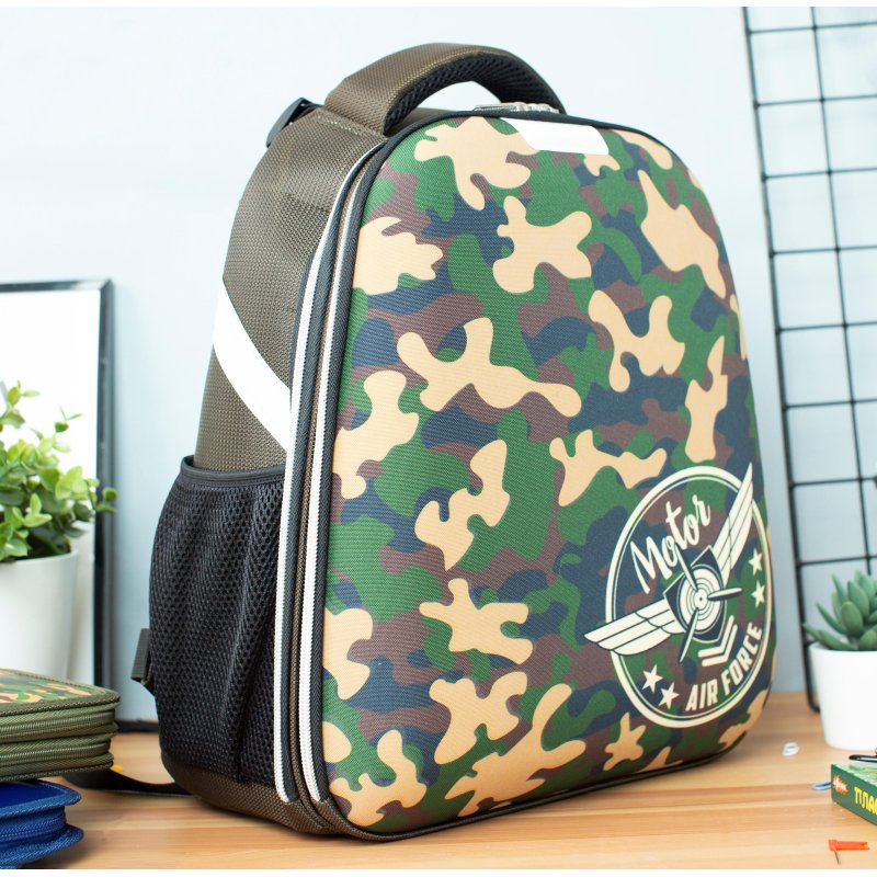 Ранец №1 School анатомический Basic Military (светится в темноте)