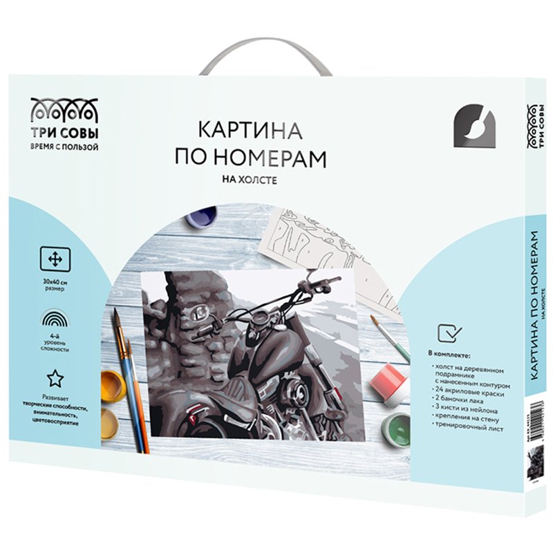 превью Картина по номерам на холсте ТРИ СОВЫ «Байк», 30×40, с акриловыми красками и кистями