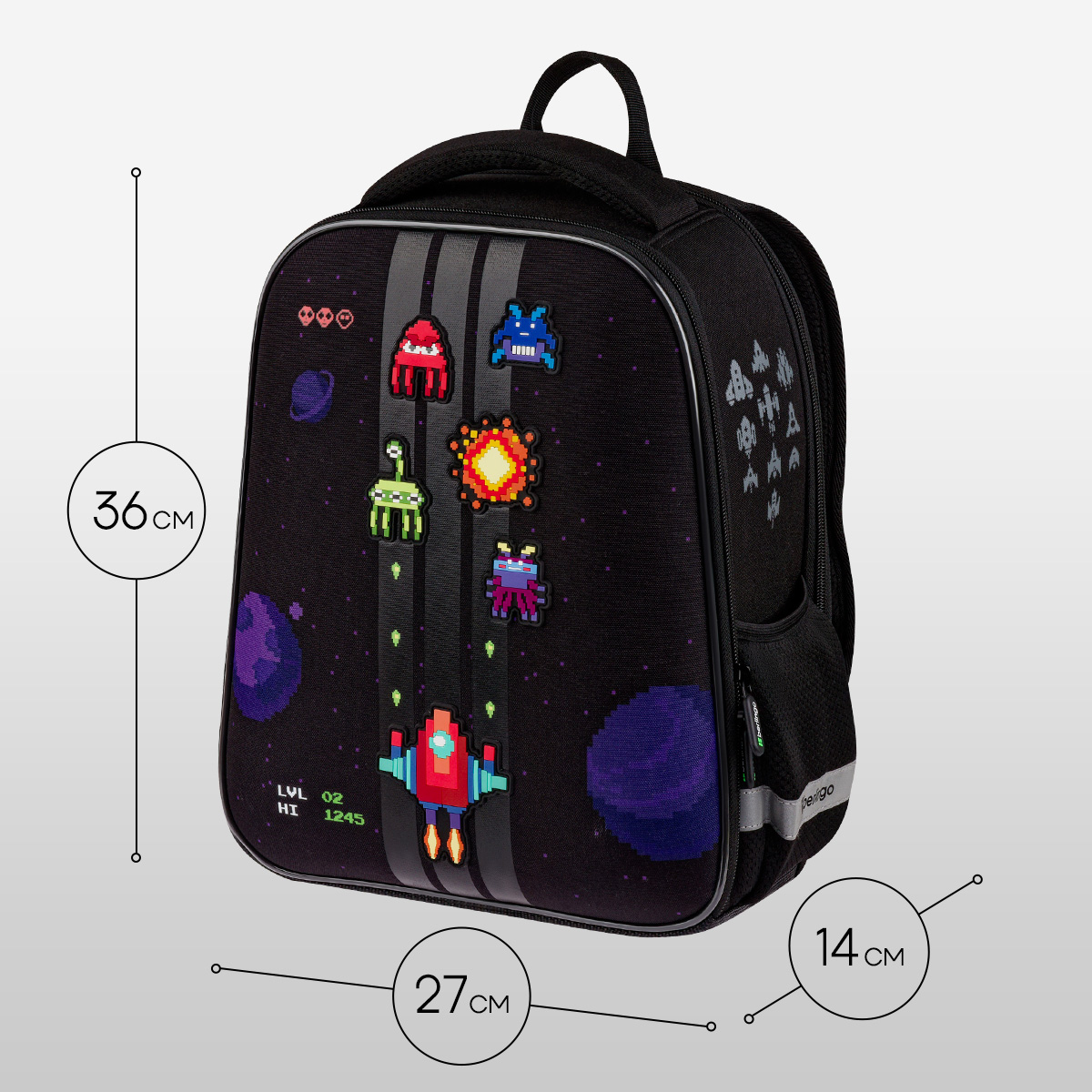 Ранец Berlingo Expert Mini «Space Battle» 36×27×14см, 2 отделения, 2 кармана, анатомическая спинка