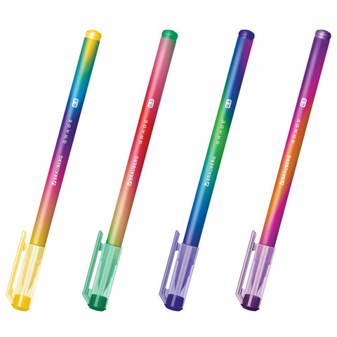 Ручка гелевая BRAUBERG GRADE NEON, ЧЕРНАЯ, игольчатый узел 0.5 мм, линия письма 0.3 мм