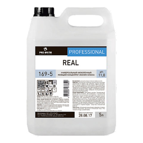 превью Средство моющее универсальное 5 л, PRO-BRITE REAL, щелочное, низкопенное, концентрат