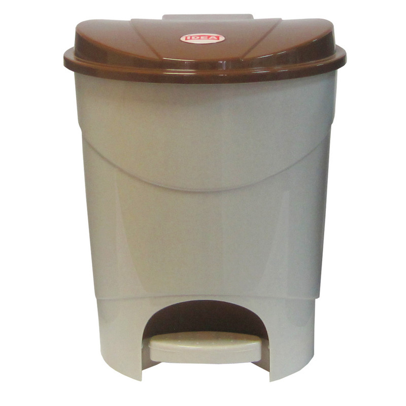 превью Ведро мусорное с педалью 19л пластиковое, бежевый мрамор