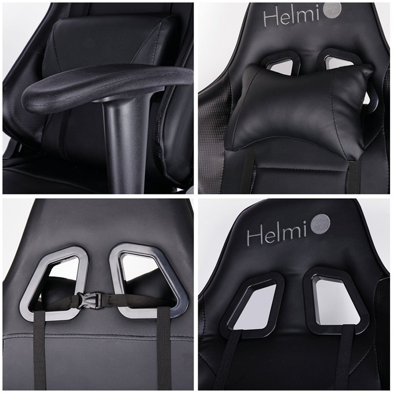 Кресло игровое Helmi HL-G09 «Control», экокожа черная, 2 подушки