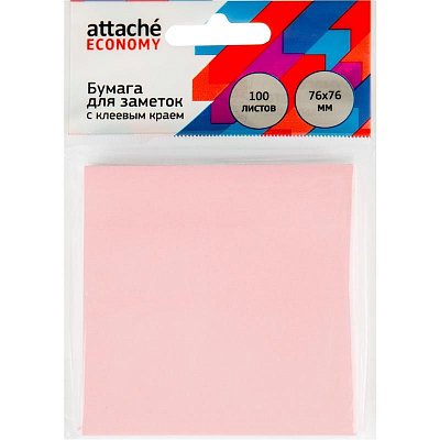 Стикеры Attache Economy 76×76 мм пастельный розовый (1 блок, 100 листов)