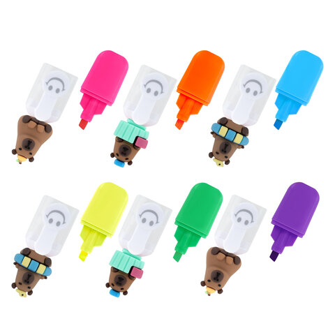 Набор текстовыделителей с топперами 6 ЦВЕТОВ НЕОН, «КАПИБАРЫ», линия 1-4 мм, FUNSTER (ФАНСТЕР)