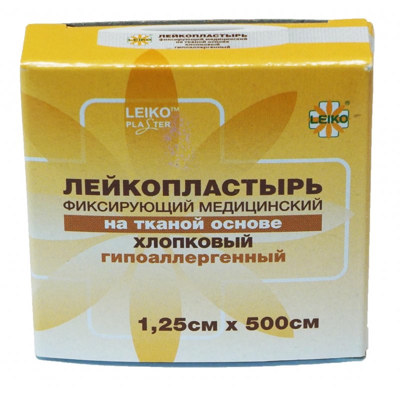 Пластырь фиксирующий Leiko plaster 1.25×500 см тканевая основа арт ...