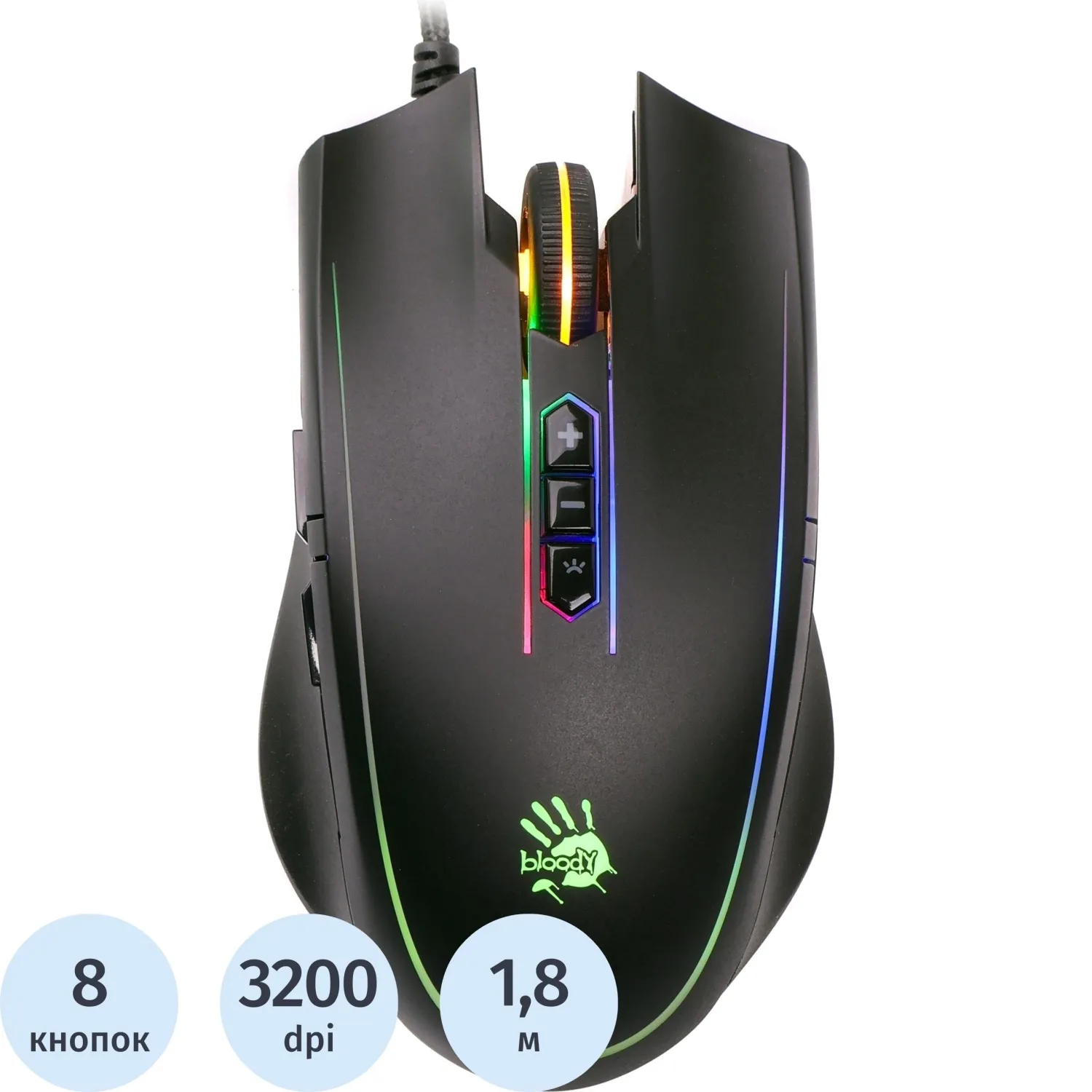 превью Мышь компьютерная A4Tech Bloody Q81 Curve черн. оптическая 3200dpi USB 7but