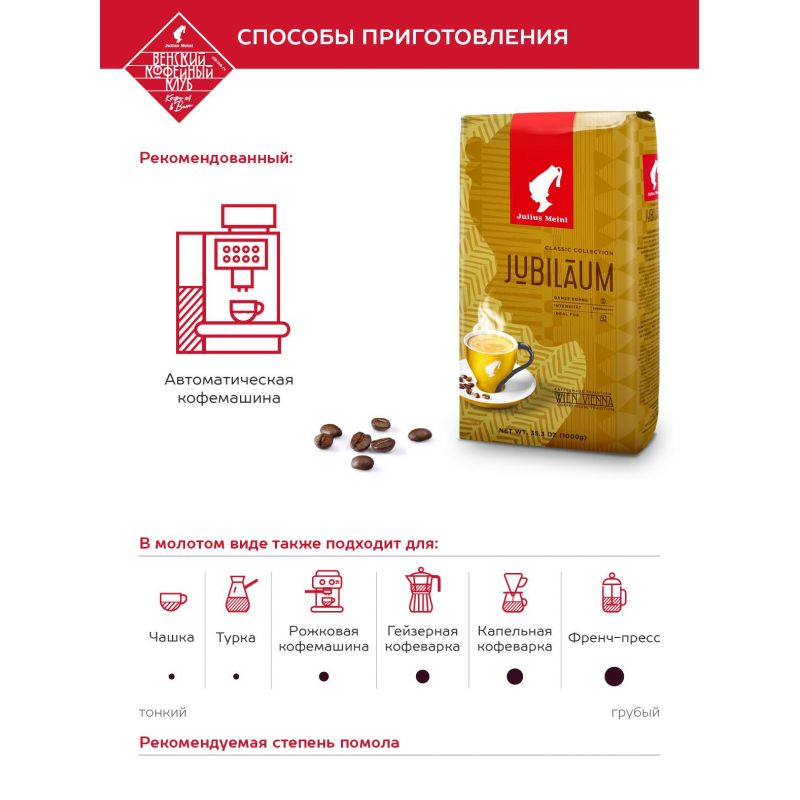 Кофе Julius Meinl Юбилейный Классическая Коллекция зерно,1 кг (94478)
