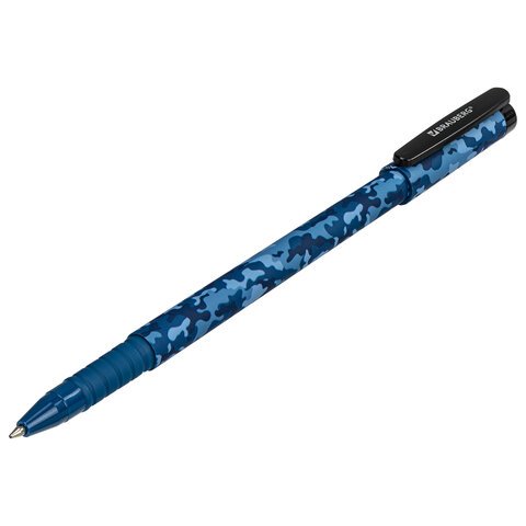 Ручка шариковая BRAUBERG SOFT TOUCH GRIP «MILITARY», СИНЯЯ, мягкое покрытие, узел 0.7 мм