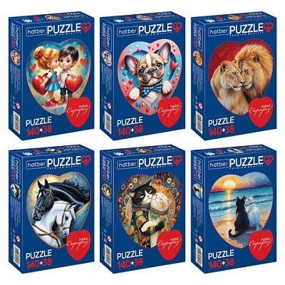 Пазл картонный 2 в 1 «ДВА СЕРДЦА» Premium140 + 38 элементовассортиразмер поля 270×280 мм100×110 ммHATBER