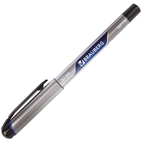 Ручка шариковая масляная с грипом BRAUBERG «Signature», СИНЯЯ, печать, узел 0.7 мм, линия письма 0.35 мм