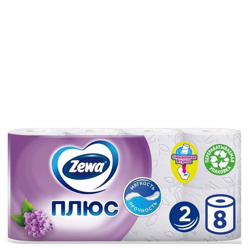 превью Бумага туалетная ZEWA-Plus 144105 СИРЕНЬ 2 сл, 8 рул.