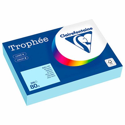 Бумага цветная CLAIREFONTAINE, А4, 80 г/м2, 500 л., пастель, небесно-голубой, Франция