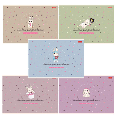 превью Альбом для рисования А4, 20 л., скоба, Soft-touch ламинация, HATBER, 205×290 мм, «Милашка Банни» (5 вид), 091474