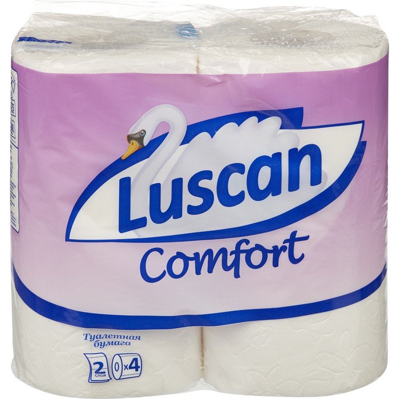 превью Бумага туалетная Luscan Comfort (2-слойная, белая с тиснением, 4рул/уп)