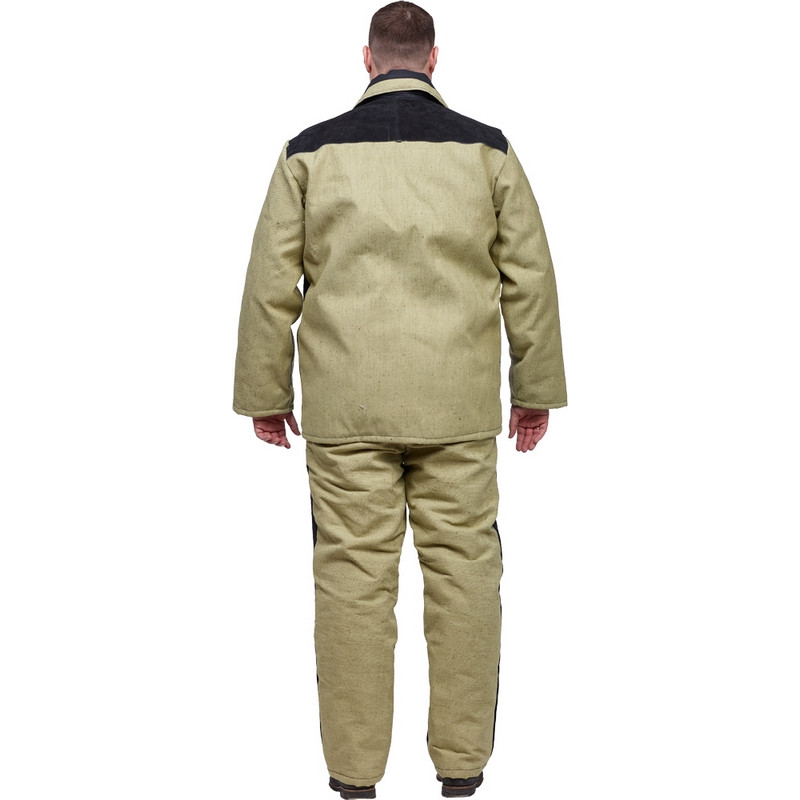 Костюм сварщика брезент-спилок утепленный хаки/черный (размер 60-62, рост 182-188)